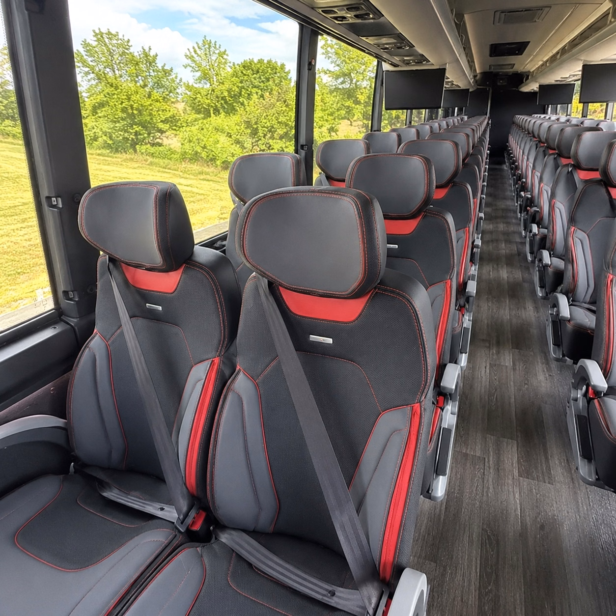 56 passenger charter bus inside